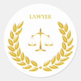 Golden Scales of Justice Lawyer on White Ronde Sticker