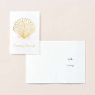 Golden Scallop Seashell Card-Sjabloon Folie Kaarten