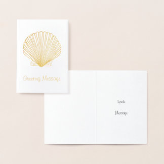 Golden Scallop Seashell Card-Sjabloon Folie Kaarten
