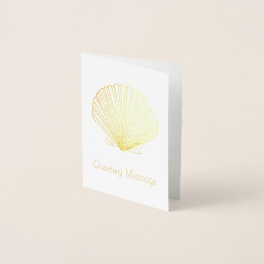 Golden Scallop Seashell Card-Sjabloon Folie Kaarten (Voorkant)