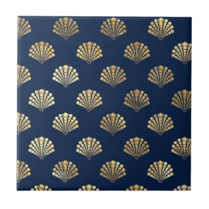Golden Scallops op blauw Tegeltje