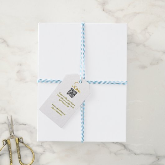 Golden Scan QR code glitter eenvoudige elegante be Cadeaulabel (Met Touw)