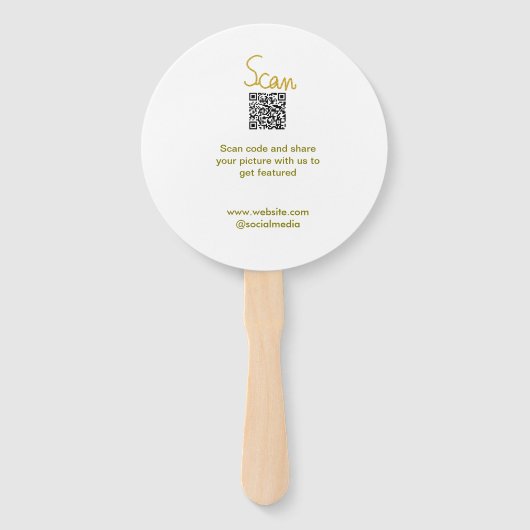 Golden Scan QR code glitter eenvoudige elegante be Handwaaier (Voorkant)