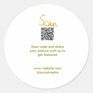 Golden Scan QR code glitter eenvoudige elegante be Ronde Sticker