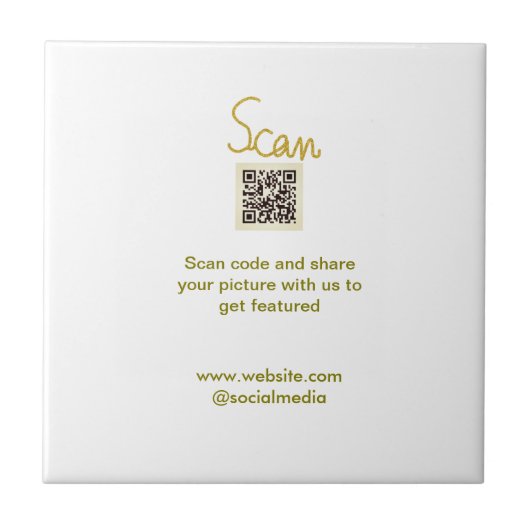 Golden Scan QR code glitter eenvoudige elegante be Tegeltje (Voorkant)