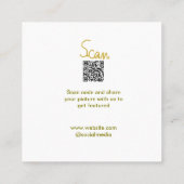 Golden Scan QR code glitter eenvoudige elegante be Vierkante Visitekaartje (Achterkant)