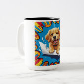 Golden Schattige Dog Tweekleurige Koffiemok (Voorkant links)