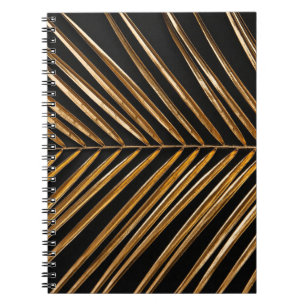 Golden schilderde date palmblad closeup on abstrac notitieboek
