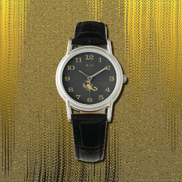 Golden - Schorpioen Zodiac -monogrammed zwart Horloge