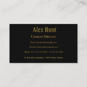 Golden - Schorpioen Zodiac -monogrammed zwart Visitekaartje (Achterkant)