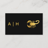 Golden - Schorpioen Zodiac -monogrammed zwart Visitekaartje (Voorkant)