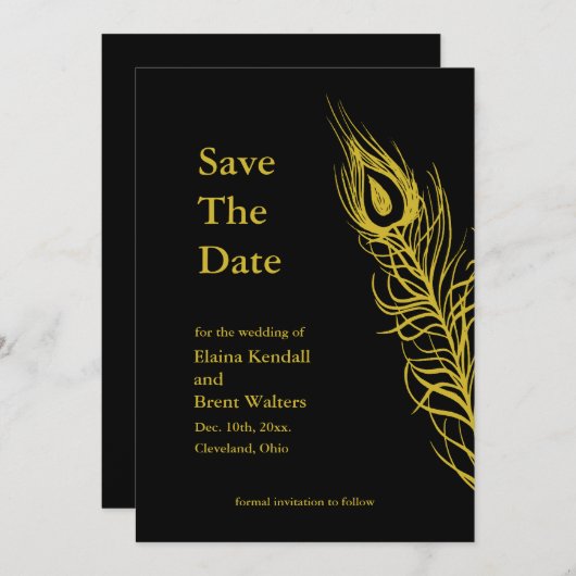 Golden Schud je staartoppervlakken en sla de datum Save The Date (Voorkant / Achterkant)