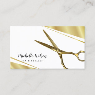 Golden Scissor Modern Hair Stylist Beauty Salon Visitekaartje