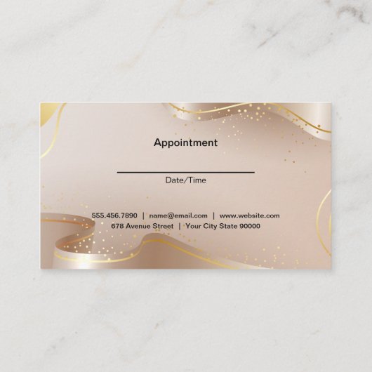 Golden Scissors en Comb | Goud lint Afsprakenkaartje (Achterkant)