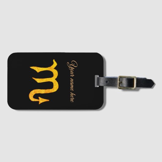 Golden Scorpio Astrology Symbol Bagagelabel (Voorkant (horizontaal))