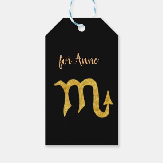 Golden Scorpio Astrology Symbol Custom Cadeaulabel (Voorkant)