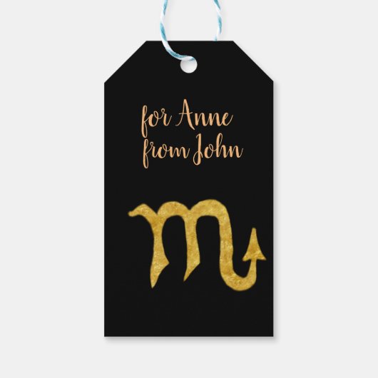 Golden Scorpio Astrology Symbol Custom Cadeaulabel (Achterkant)