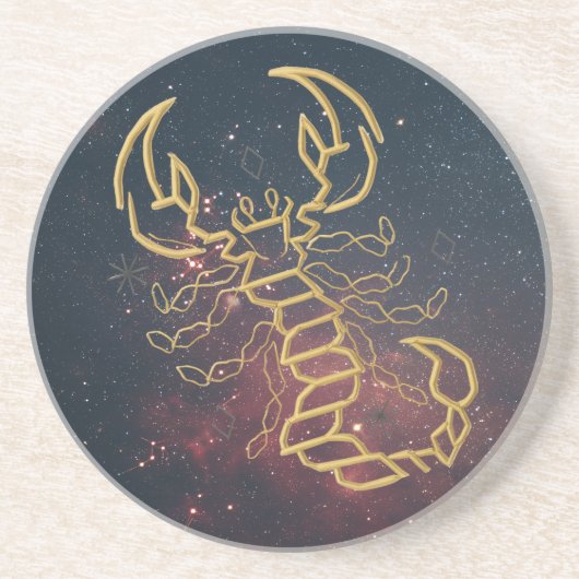 Golden Scorpio Magnet Zandsteen Onderzetter (Voorkant)
