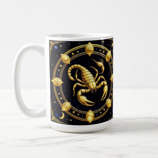 Golden Scorpion Zodiac Design met Ornamens Koffiemok (Links)