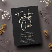 Golden Script 21st Birthday Party Folie Uitnodiging