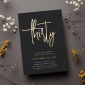 Golden Script 30th Birthday Party Folie Uitnodiging