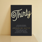 Golden Script 30th Birthday Party Folie Uitnodiging