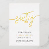 Golden Script 60th Birthday Party Folie Uitnodiging (Voorkant)