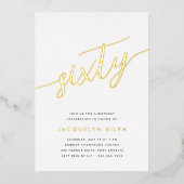 Golden Script 60th Birthday Party Folie Uitnodiging (Voorkant)