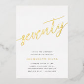 Golden Script 70th Birthday Party Folie Uitnodiging (Voorkant)