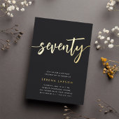 Golden Script 70th Birthday Party Folie Uitnodiging