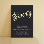 Golden Script 70th Birthday Party Folie Uitnodiging