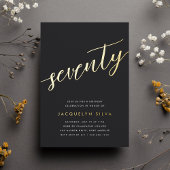 Golden Script 70th Birthday Party Folie Uitnodiging