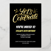 Golden Script 80th Birthday Party Folie Uitnodiging (Voorkant)