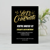 Golden Script 80th Birthday Party Folie Uitnodiging (Staand Voorkant)