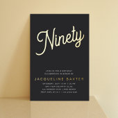 Golden Script 90th Birthday Party Folie Uitnodiging