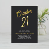 Golden Script Chapter 21 21st Birthday Party Folie Uitnodiging (Staand Voorkant)