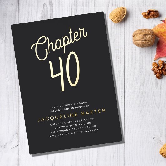 Golden Script Chapter 40 40th Birthday Party Folie Uitnodiging