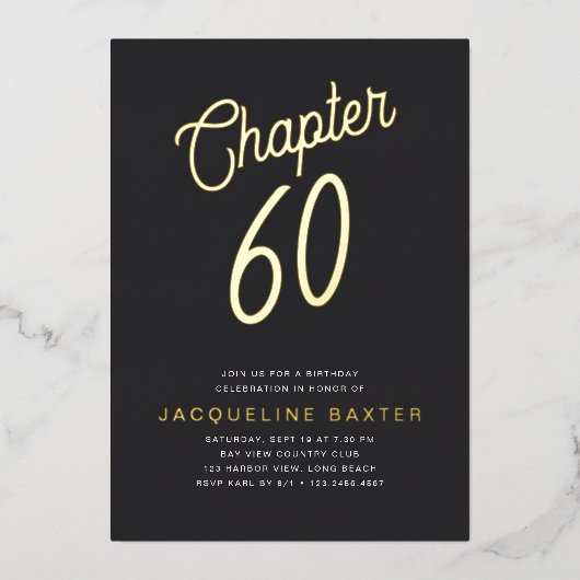 Golden Script Chapter 60 60th Birthday Party Folie Uitnodiging (Voorkant)