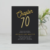 Golden Script Chapter 70 70th Birthday Party Folie Uitnodiging (Staand Voorkant)