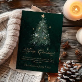 Golden Script Christmas Tree  Feestdagenkaart