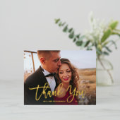 Golden Script | Foto van Elegant Wedding Hartelijk Folie Uitnodiging Briefkaart (Staand Voorkant)