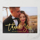 Golden Script | Foto van Elegant Wedding Hartelijk Folie Uitnodiging Briefkaart (Voorkant)