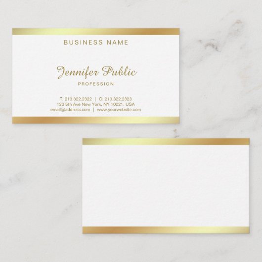 Golden Script-kalligrafie Graceful Clean Plain Visitekaartje (Voorkant / Achterkant)