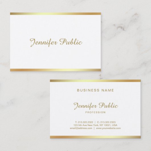 Golden Script-kalligrafie prachtig, modern Visitekaartje (Voorkant / Achterkant)