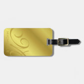 Golden Script Monogrammed Bagagelabel (Voorkant horizontaal)