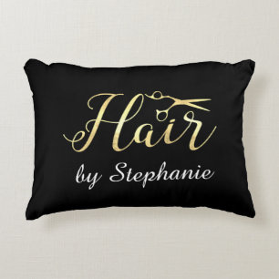 Golden Script Scissors Haarstylist Hair Salon Accent Kussen
