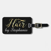 Golden Script Scissors Haarstylist Hair Salon Bagagelabel (Voorkant horizontaal)
