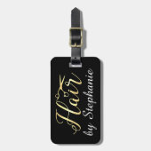 Golden Script Scissors Haarstylist Hair Salon Bagagelabel (Voorkant verticaal)
