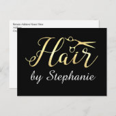 Golden Script Scissors Haarstylist Hair Salon Briefkaart (Voorkant / Achterkant)