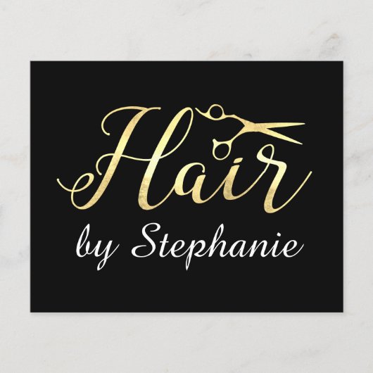 Golden Script Scissors Haarstylist Hair Salon Flyer (Voorkant)